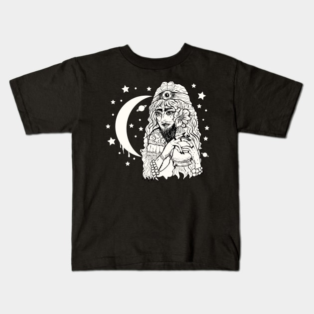 Fortune Teller Bearded Lady Kids T-Shirt by LunaElizabeth